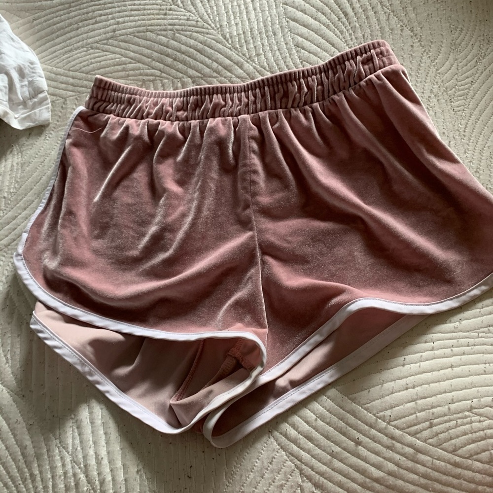 pink velvet shorts